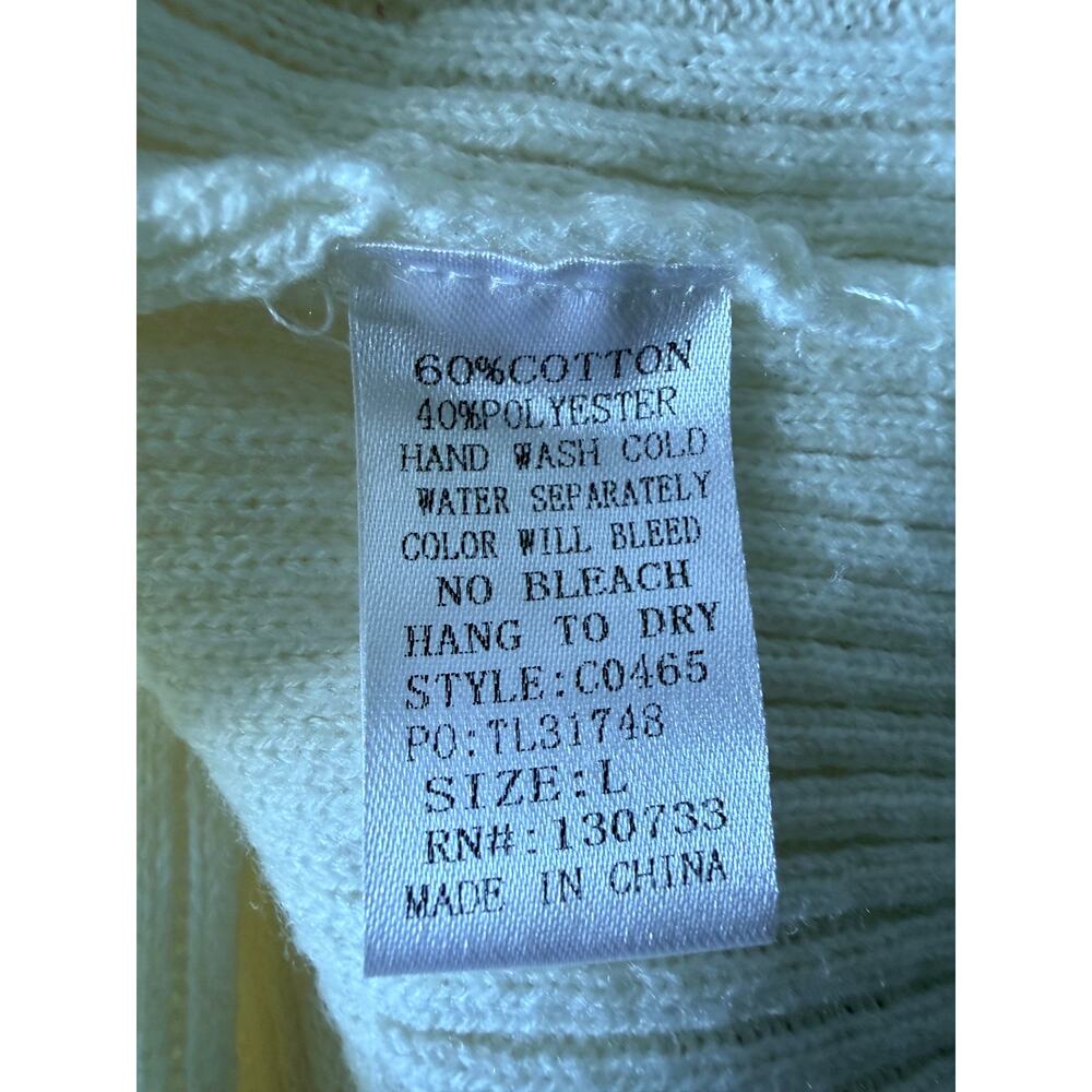 3 for $25 Umgee off white cotton blend ribbed sweater tie front euc L - Picture 5 of 5